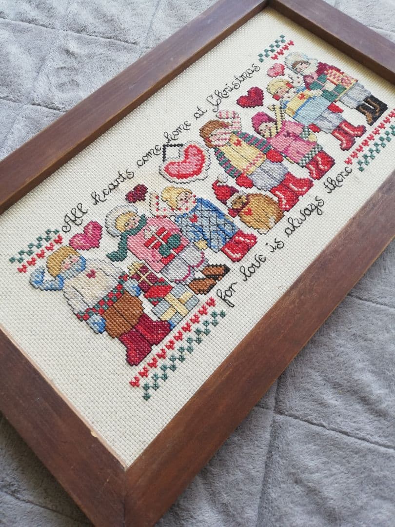 クロスステッチ 刺繍 完成品 木枠 ウィンター クリスマス-購入しましたが