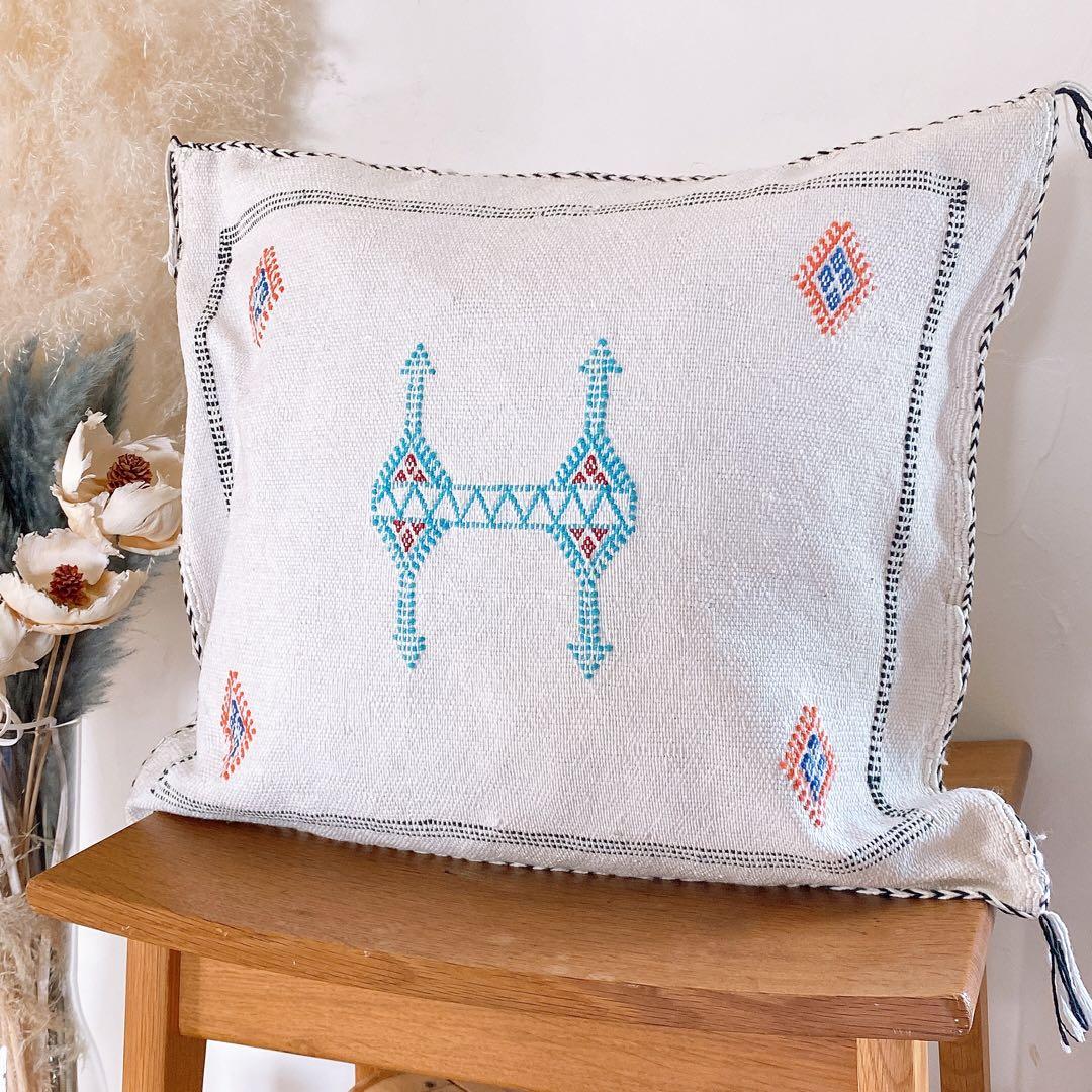 モロッコ製 カクタスシルク サブラ クッションカバー 約44×50cm