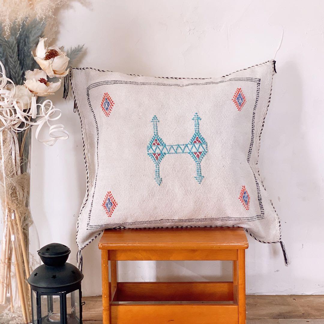 モロッコ製 カクタスシルク サブラ クッションカバー 約44×50cm