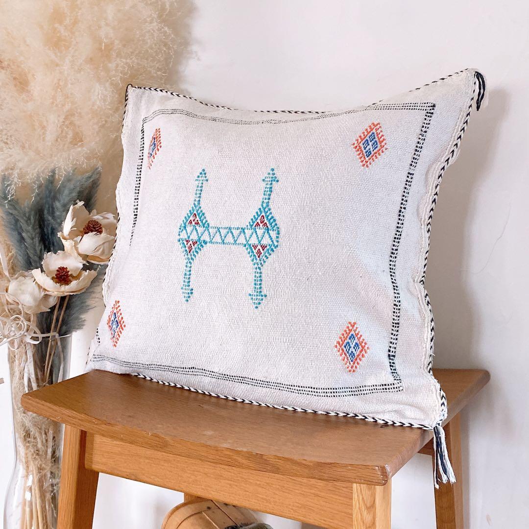 モロッコ製 カクタスシルク サブラ クッションカバー 約44×50cm