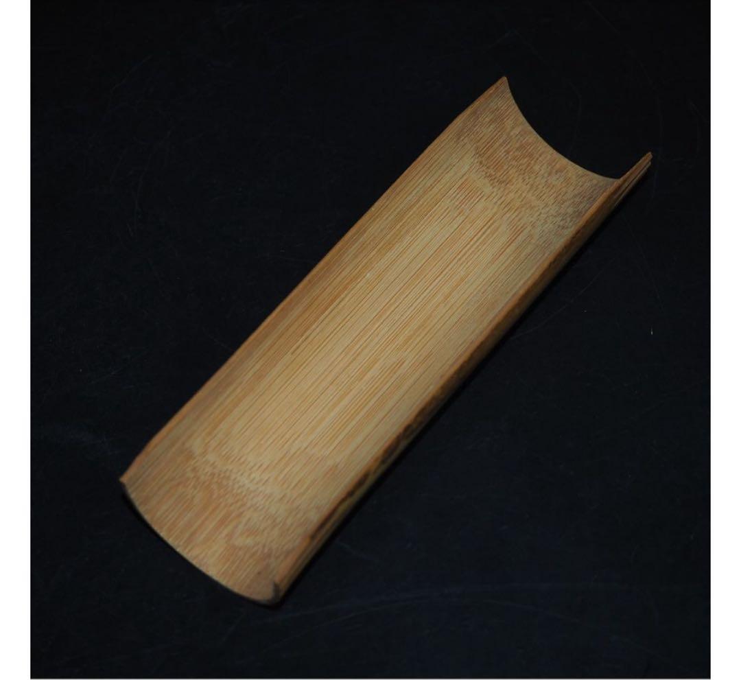 送料無料　作家在銘　斑竹彫茶合/茶則/茶量　煎茶道具