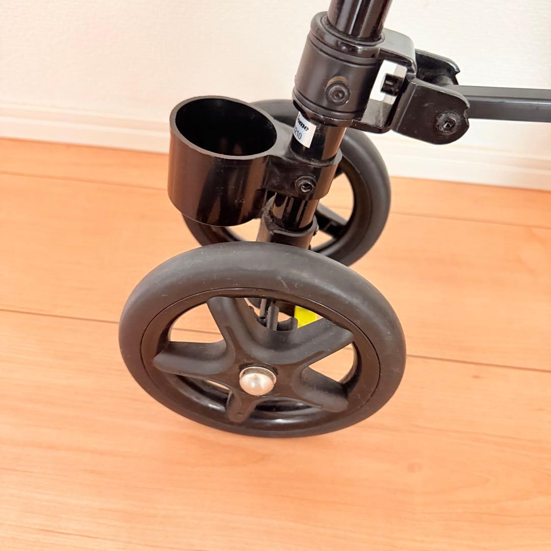 フジホーム ハンドレールステッキII ブラック タイヤ付き杖 歩行器