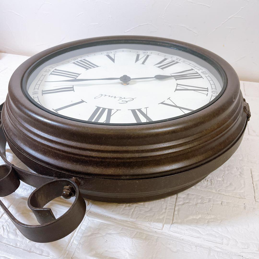 ギリシャ文字　両面壁掛け時計 アンティーク調 ブラケット時計