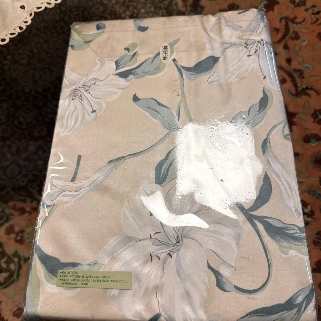 純シルク 花柄 掛け布団カバー 190×210cm