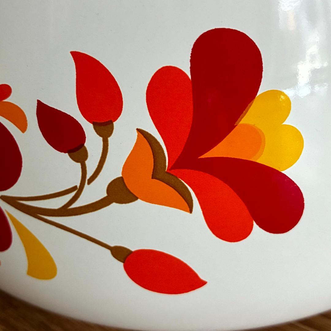 昭和レトロ マルビシ ホーロー フィオーレ 花柄 両手鍋 20cm 未使用品