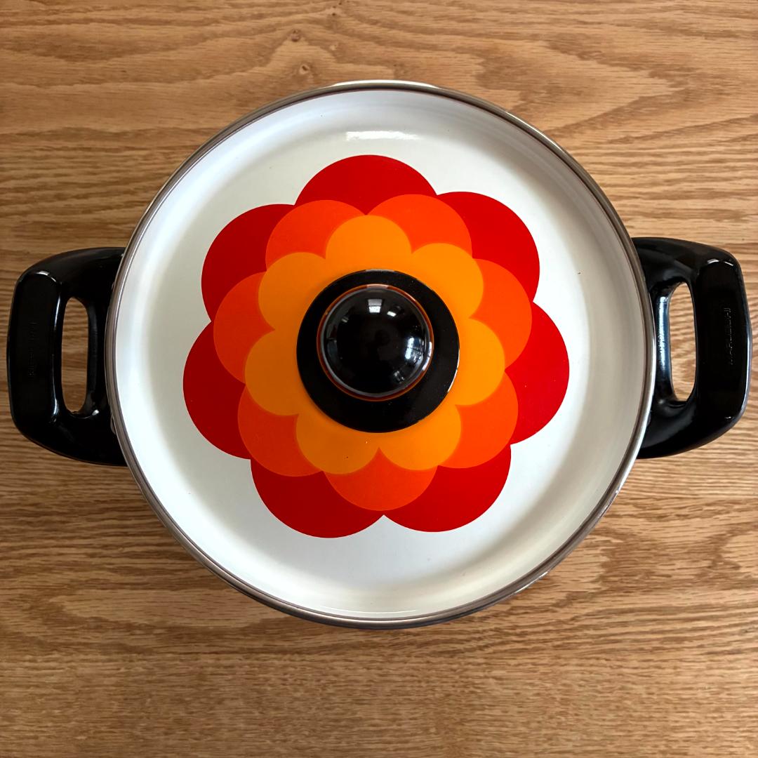 昭和レトロ マルビシ ホーロー フィオーレ 花柄 両手鍋 20cm 未使用品