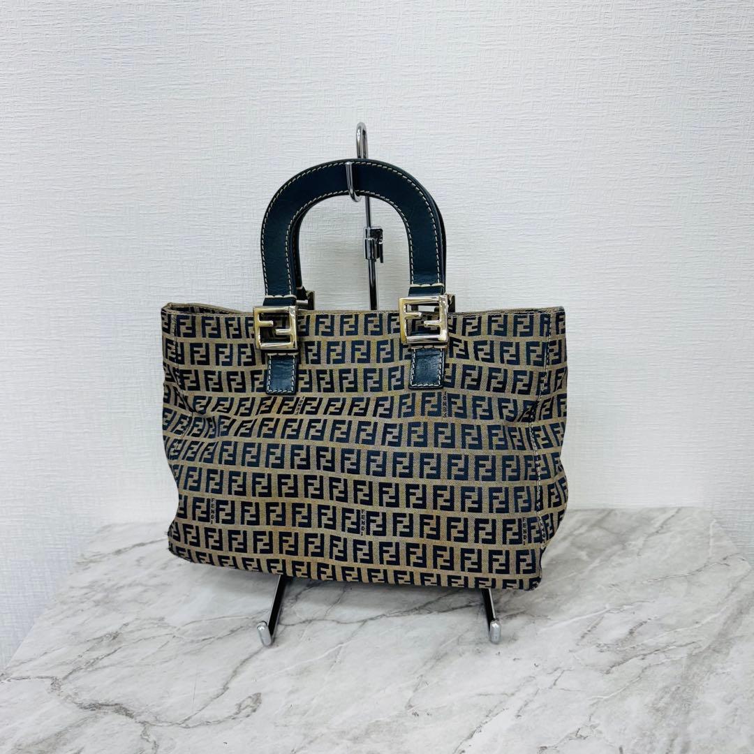✨FENDI✨フェンディ✨ズッカ柄✨ヴィンテージ✨ネイビー✨ハンドバッグ✨