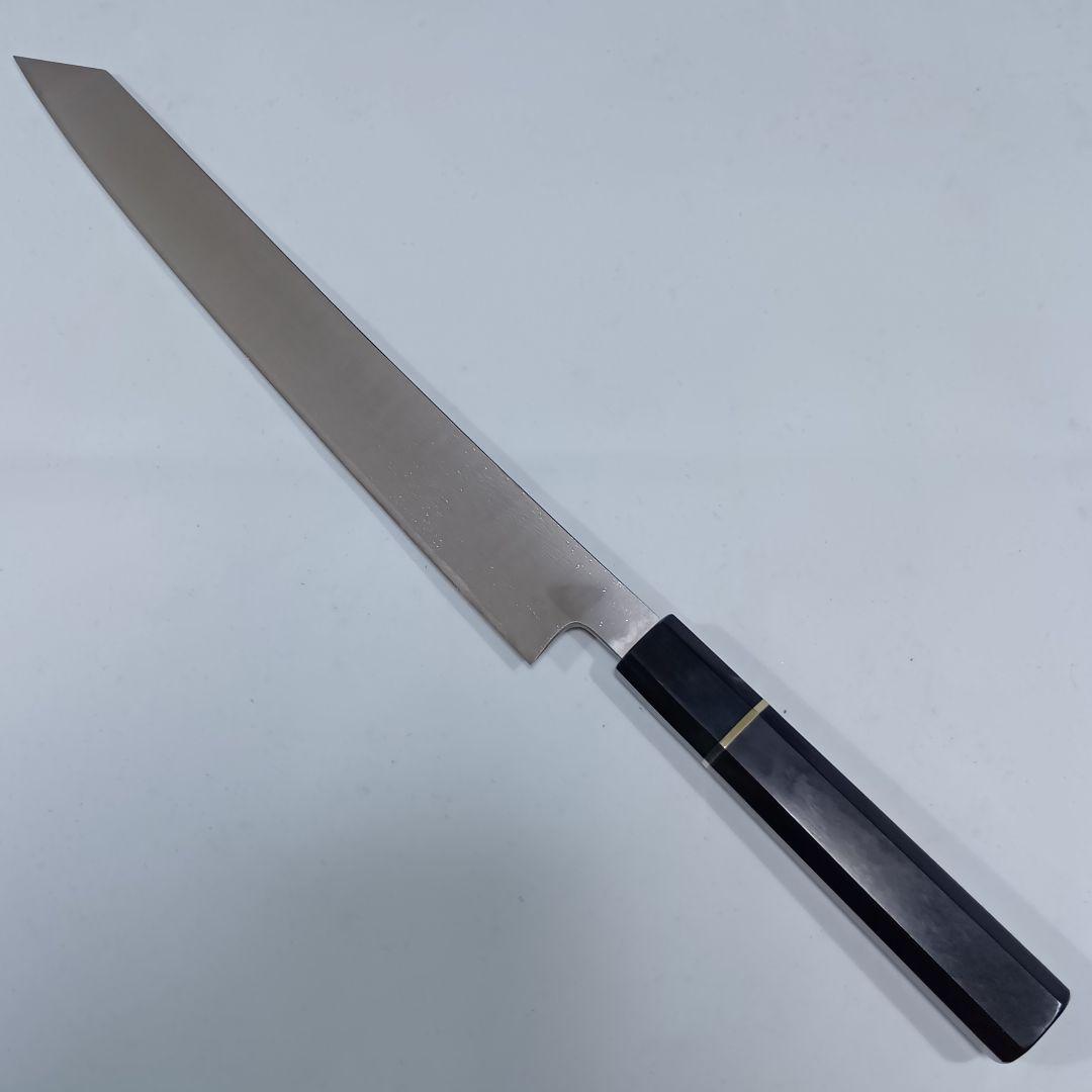 ステン本焼V金10号切付柳刃包丁27cm黒水牛黒檀八角柄