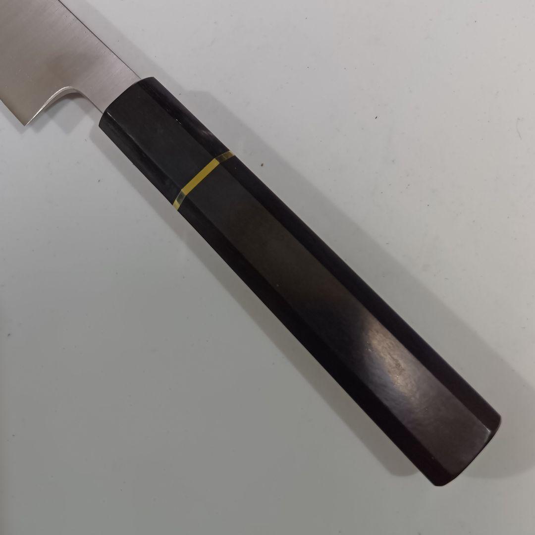 ステン本焼V金10号切付柳刃包丁27cm黒水牛黒檀八角柄