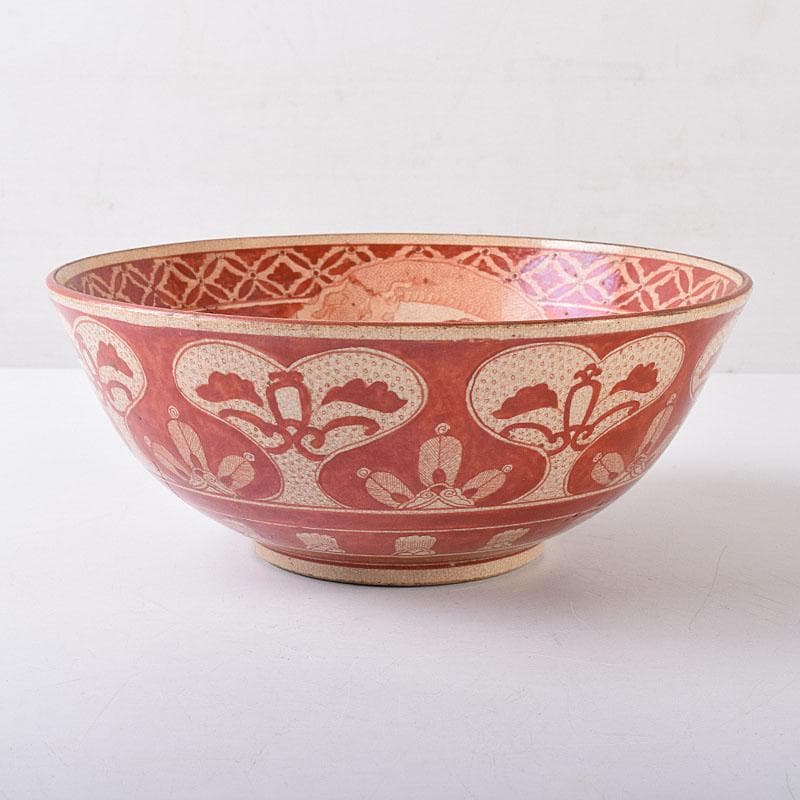 九谷焼　古九谷　八郎手　赤絵　神獣文　鉢　時代箱　M　R8749