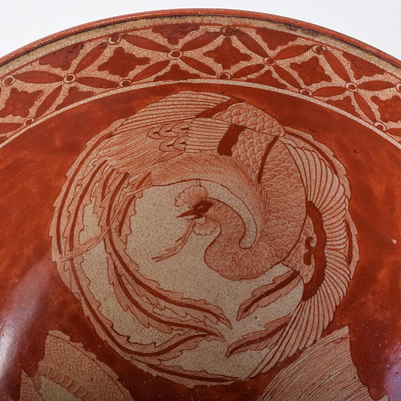 九谷焼　古九谷　八郎手　赤絵　神獣文　鉢　時代箱　M　R8749