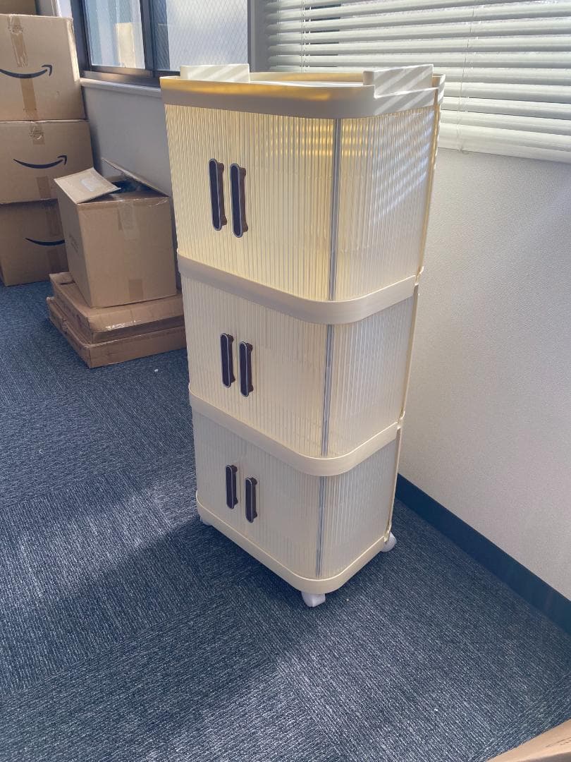 本棚・収納ラック防塵＆移動可能な多機能シェルフ 3層 3本セット