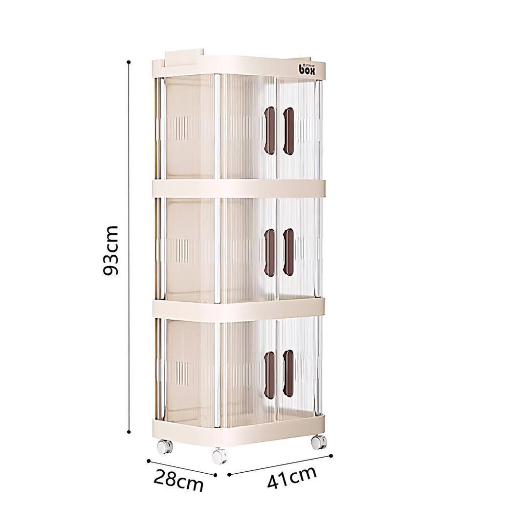 本棚・収納ラック防塵＆移動可能な多機能シェルフ 3層 3本セット