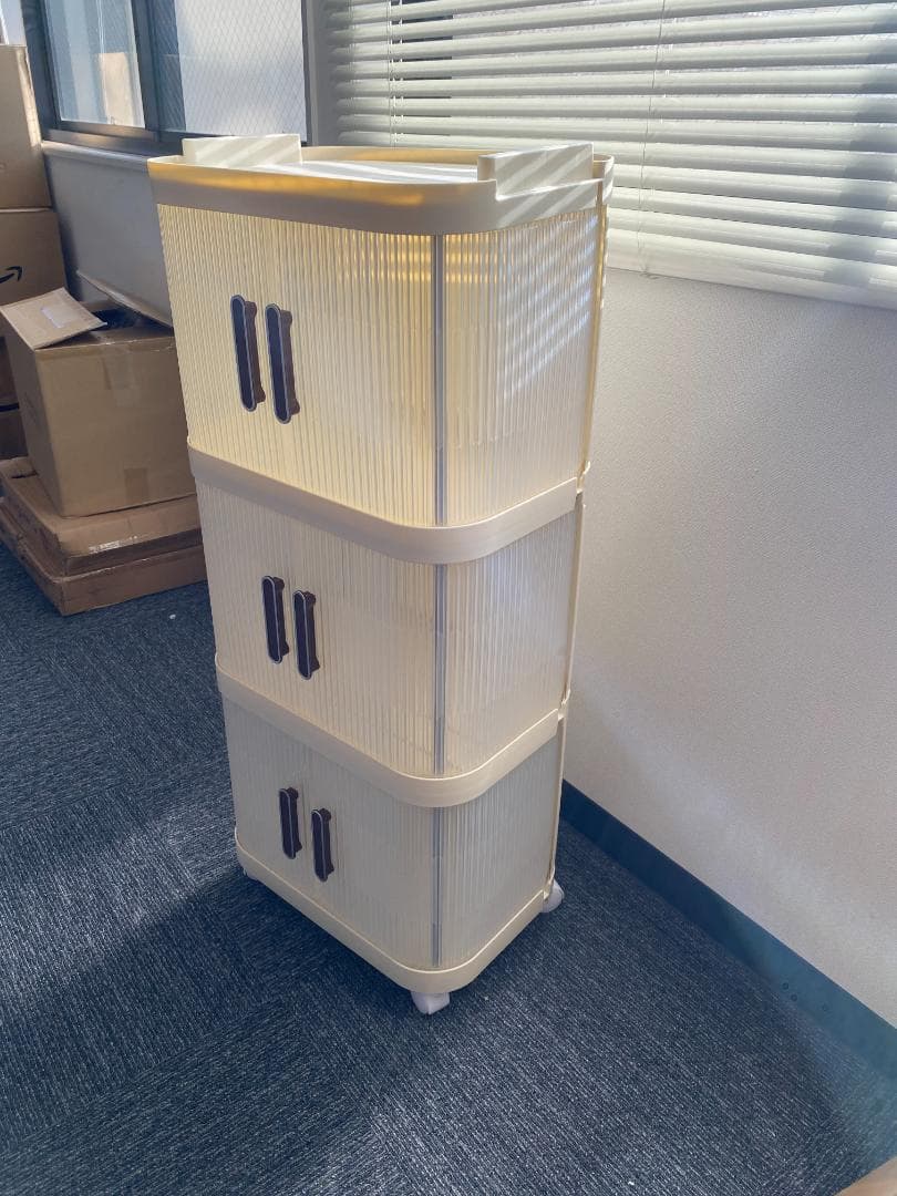 本棚・収納ラック防塵＆移動可能な多機能シェルフ 3層 3本セット