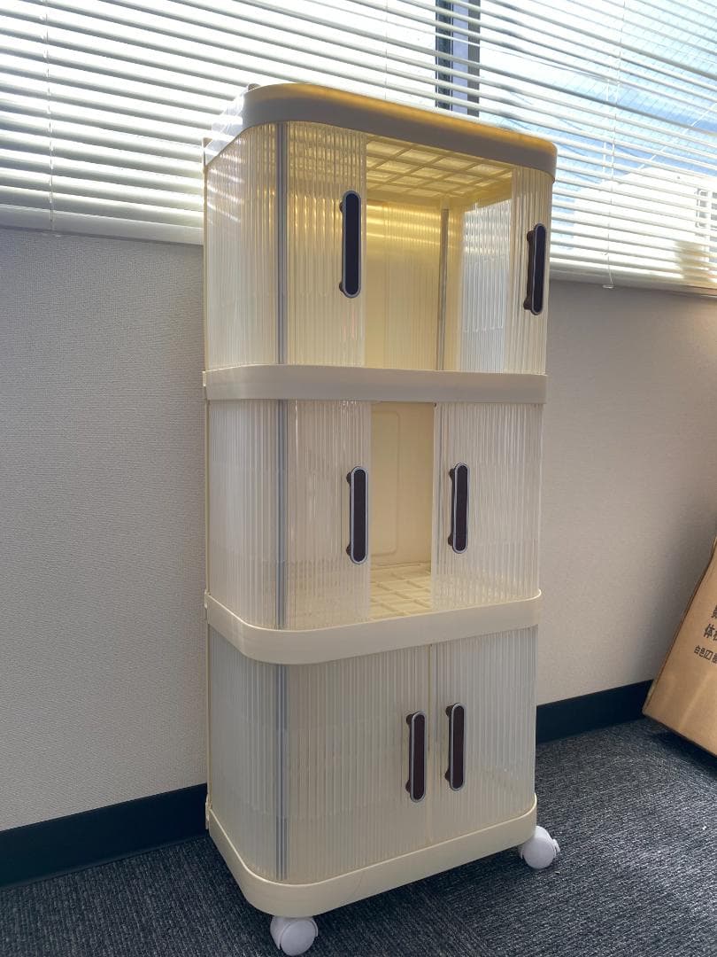 本棚・収納ラック防塵＆移動可能な多機能シェルフ 3層 3本セット