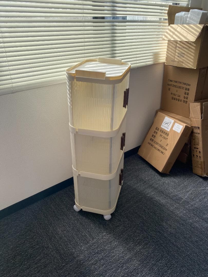 本棚・収納ラック防塵＆移動可能な多機能シェルフ 3層 3本セット