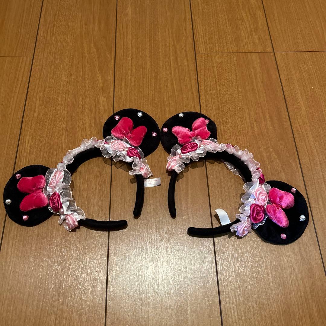 ディズニー カチューシャ ミッキー フリル ピンク 薔薇 ローズ ミニー