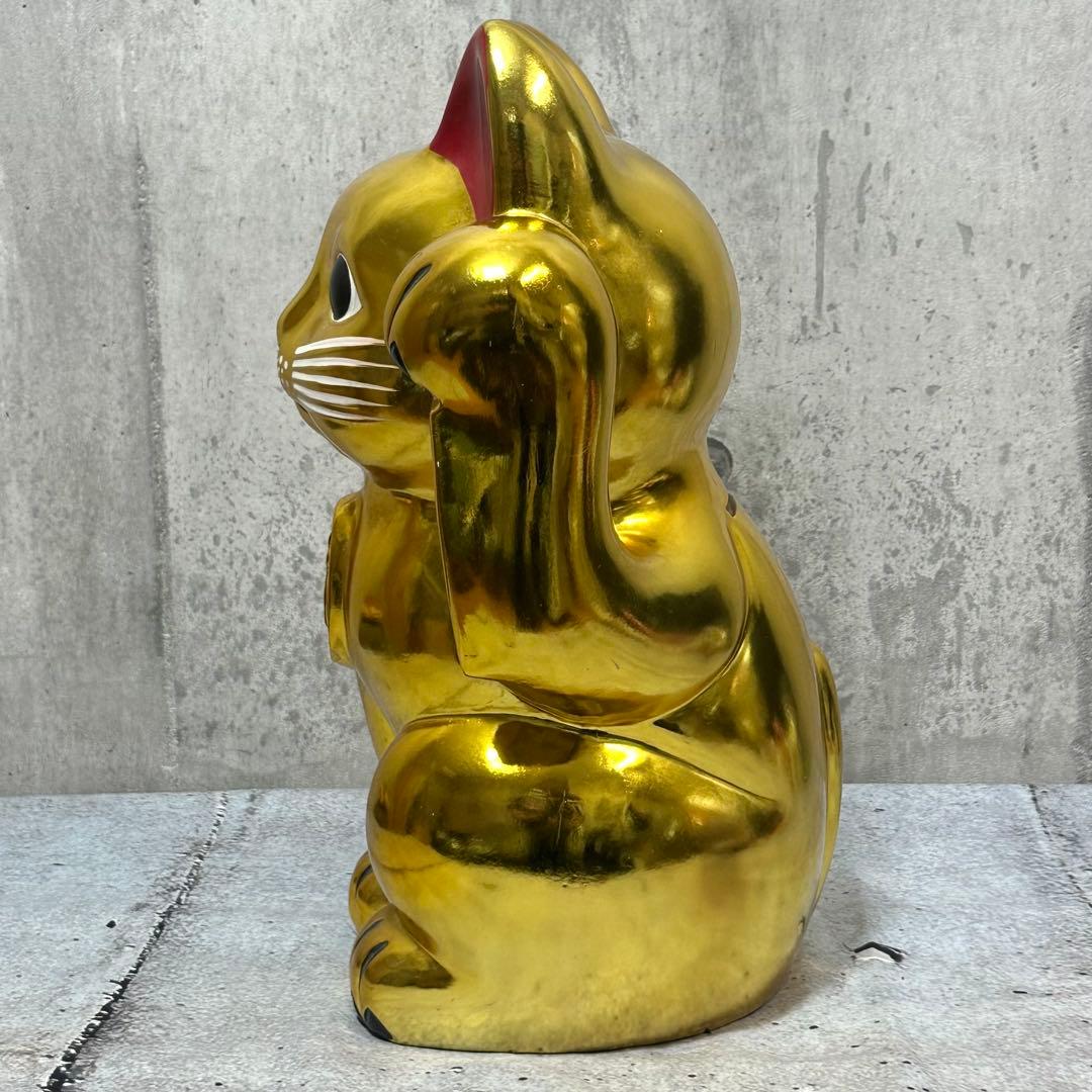 ◎金運爆上げ◎ ゴールド招き猫 黄金小判猫 特大　 38cm 縁起物 左手上げ