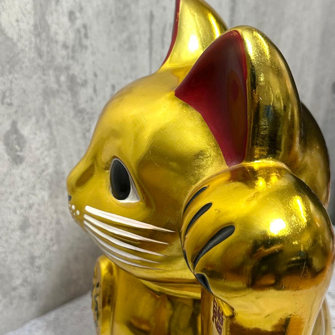 ◎金運爆上げ◎ ゴールド招き猫 黄金小判猫 特大　 38cm 縁起物 左手上げ