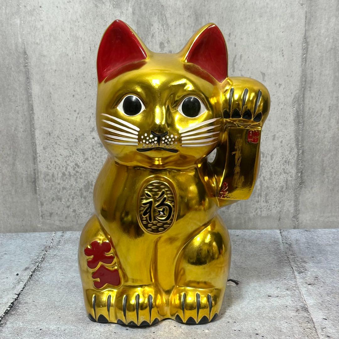◎金運爆上げ◎ ゴールド招き猫 黄金小判猫 特大　 38cm 縁起物 左手上げ