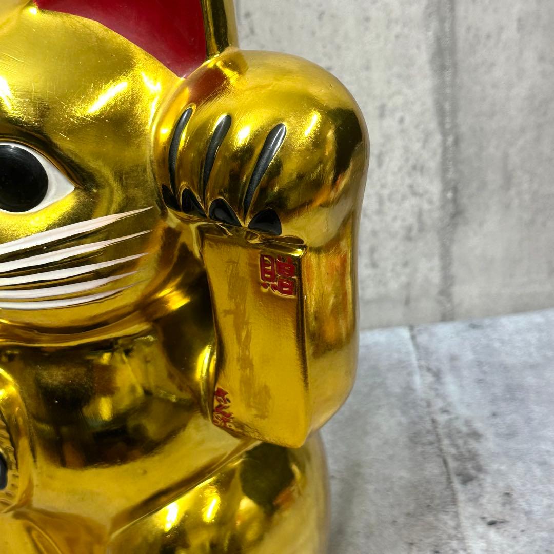 ◎金運爆上げ◎ ゴールド招き猫 黄金小判猫 特大　 38cm 縁起物 左手上げ