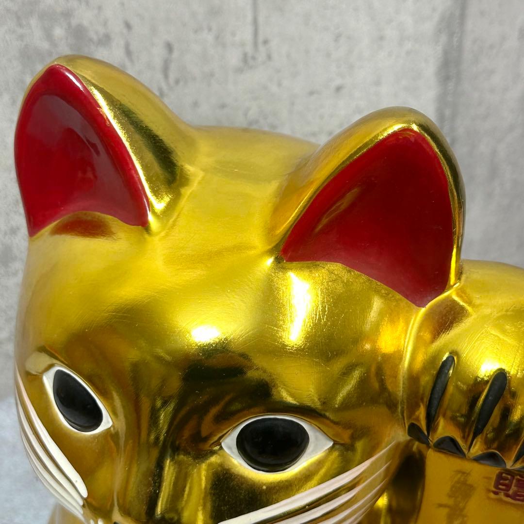 ◎金運爆上げ◎ ゴールド招き猫 黄金小判猫 特大　 38cm 縁起物 左手上げ