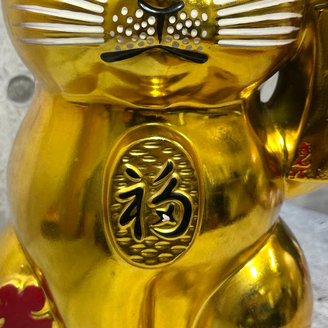 ◎金運爆上げ◎ ゴールド招き猫 黄金小判猫 特大　 38cm 縁起物 左手上げ