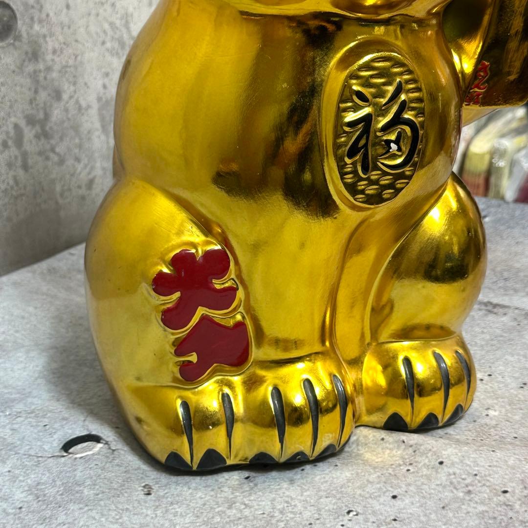 ◎金運爆上げ◎ ゴールド招き猫 黄金小判猫 特大　 38cm 縁起物 左手上げ