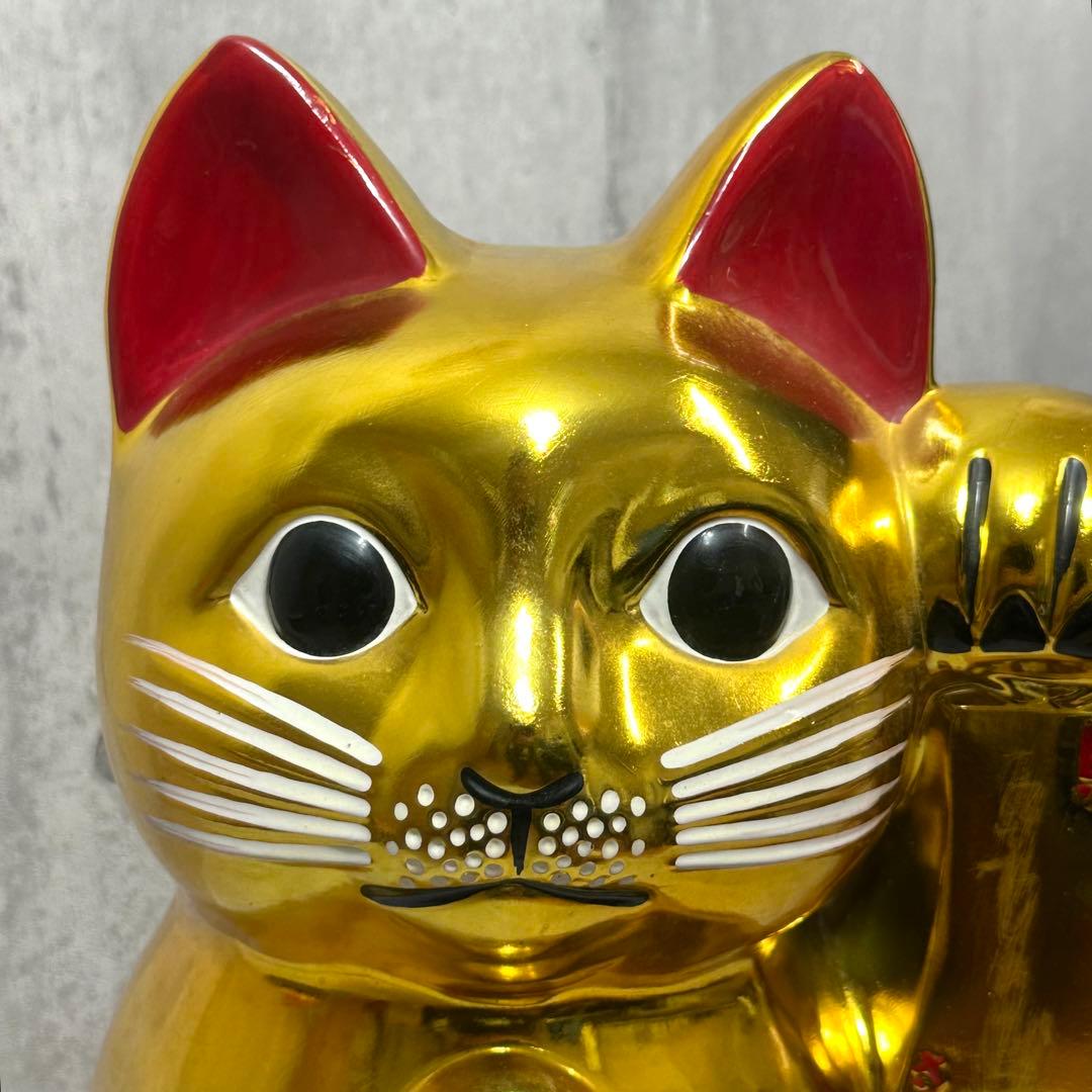 ◎金運爆上げ◎ ゴールド招き猫 黄金小判猫 特大　 38cm 縁起物 左手上げ