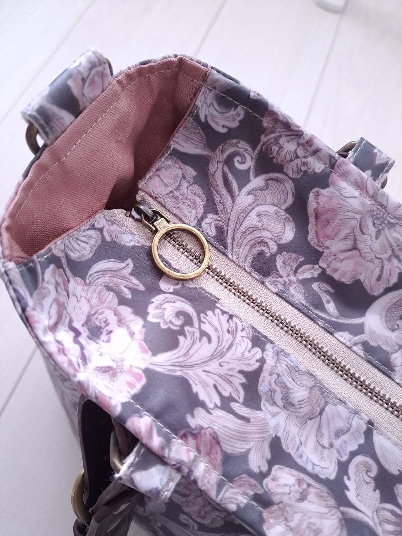 タック入り通勤Bag　共布ショルダー紐付お買い得♪　アレキサンダーマーブル