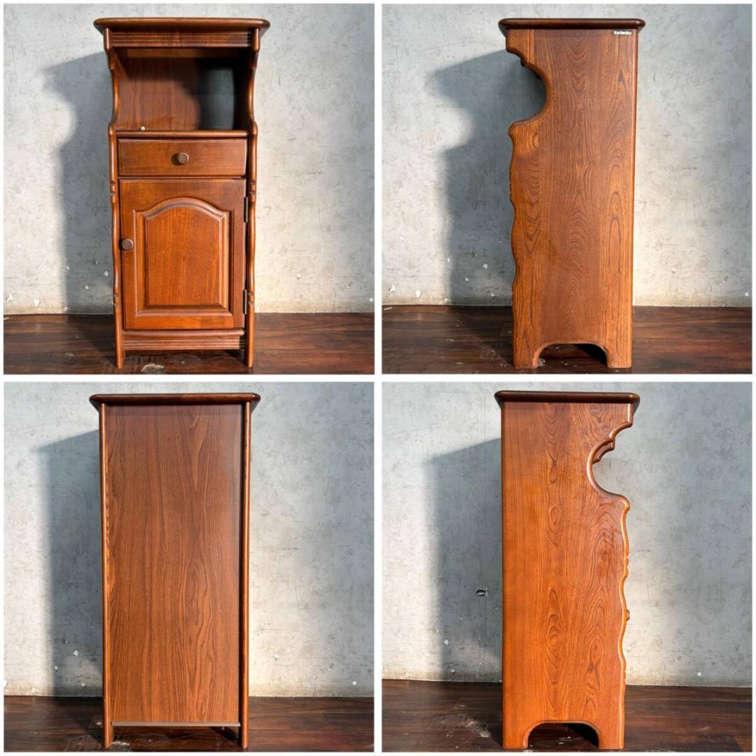 カリモク 電話台 飾り台 キャビネット 収納 ラック 木製 中古 家具