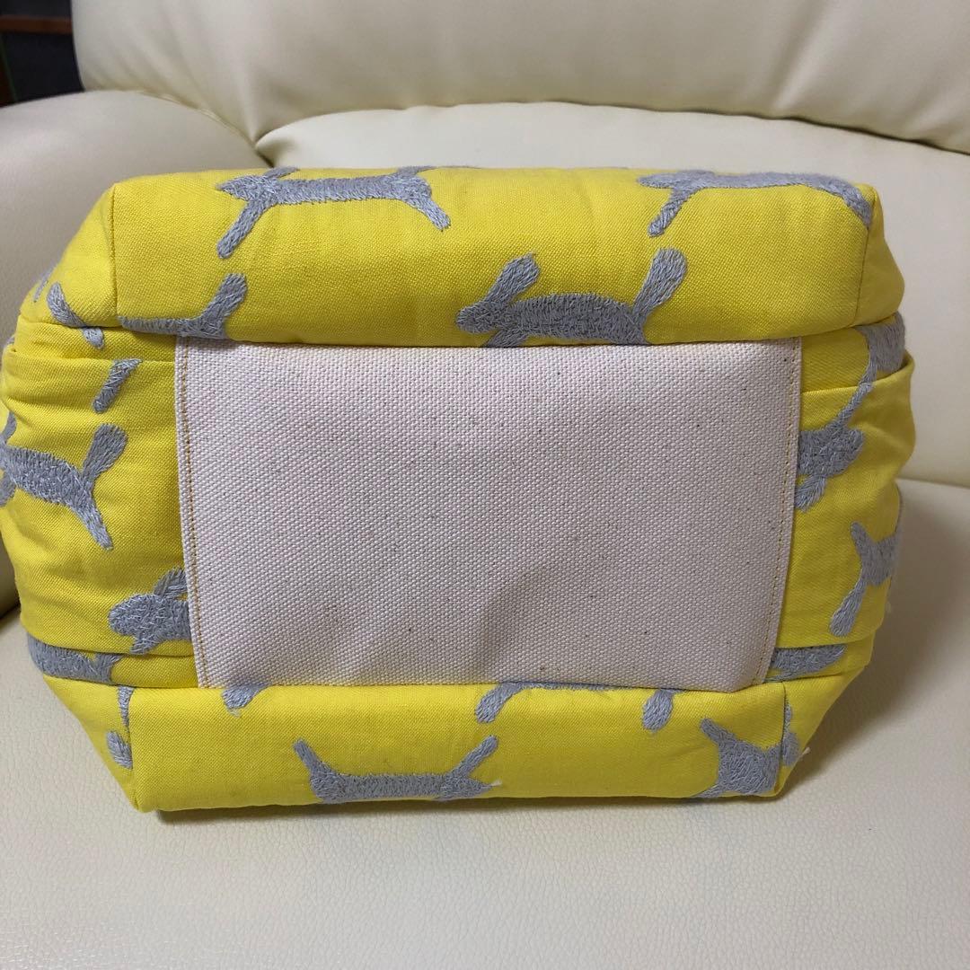 バルーンバッグ（M）ミナペルホネン 《run run run＊イエロー》ヌメ革