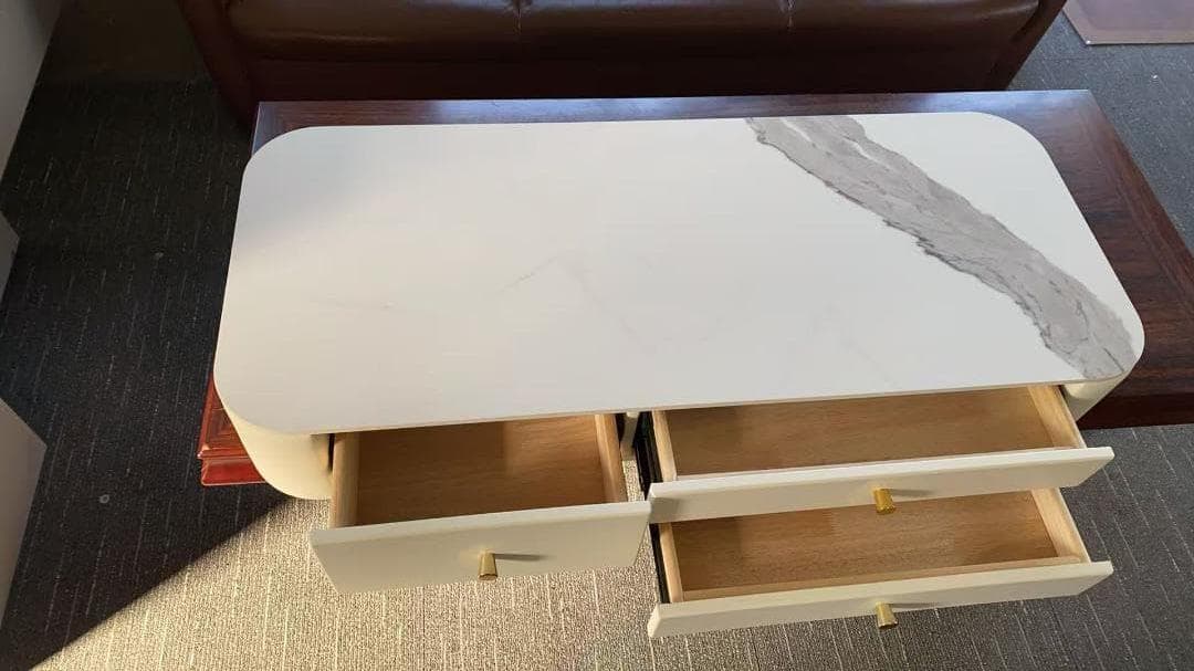 コンセント付き/お得】大理石天板化粧台 デスクのみ訳あり品204-100-01
