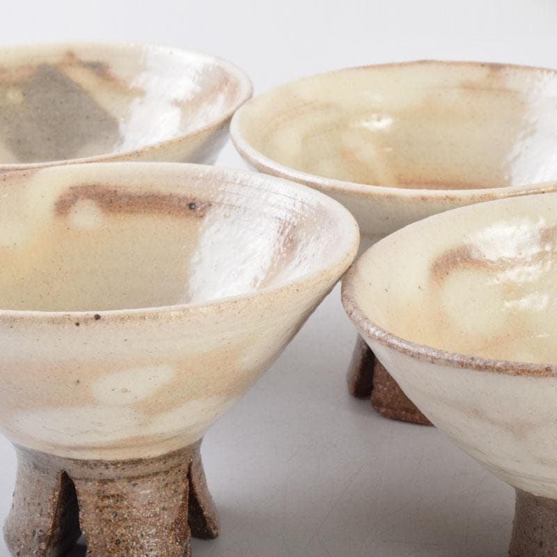 和食器 茶懐石 信楽焼 勝尾黎彦作 粉引 切高台 向付 五客 共箱 C 9016