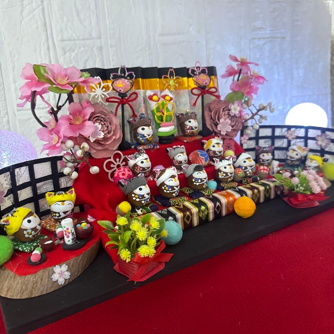 どんぐりアート♡2026年度ねこ帽子お雛様BIGオブジェ♡ - メルカリ