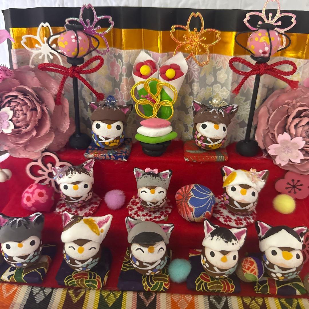 どんぐりアート♡2026年度ねこ帽子お雛様BIGオブジェ♡ - メルカリ