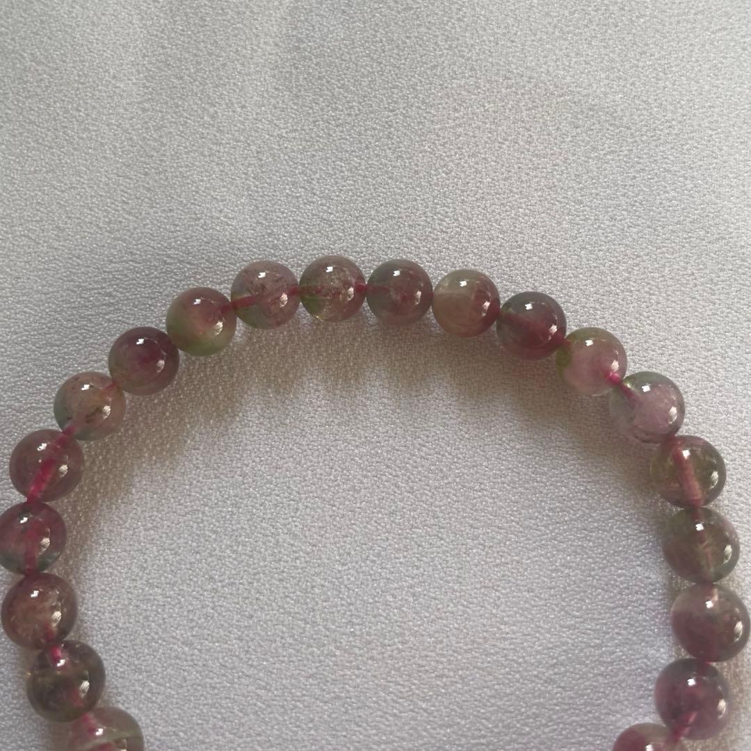【高品質】ウォーターメロントルマリン ブレスレット 約6.5㎜ 約15.5㎝