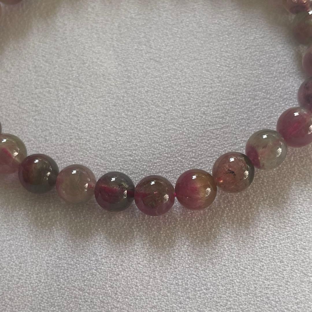【高品質】ウォーターメロントルマリン ブレスレット 約6.5㎜ 約15.5㎝