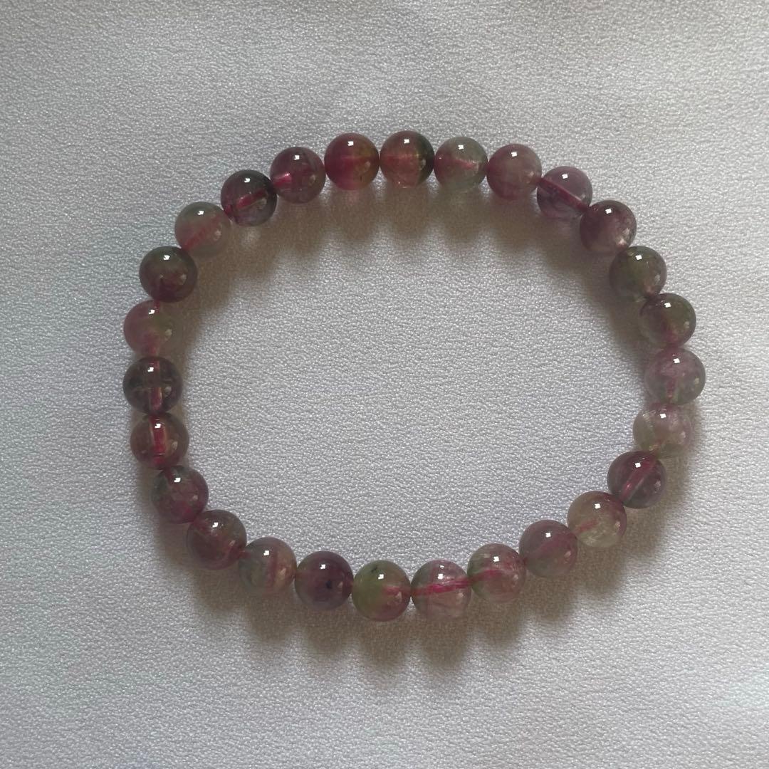 【高品質】ウォーターメロントルマリン ブレスレット 約6.5㎜ 約15.5㎝