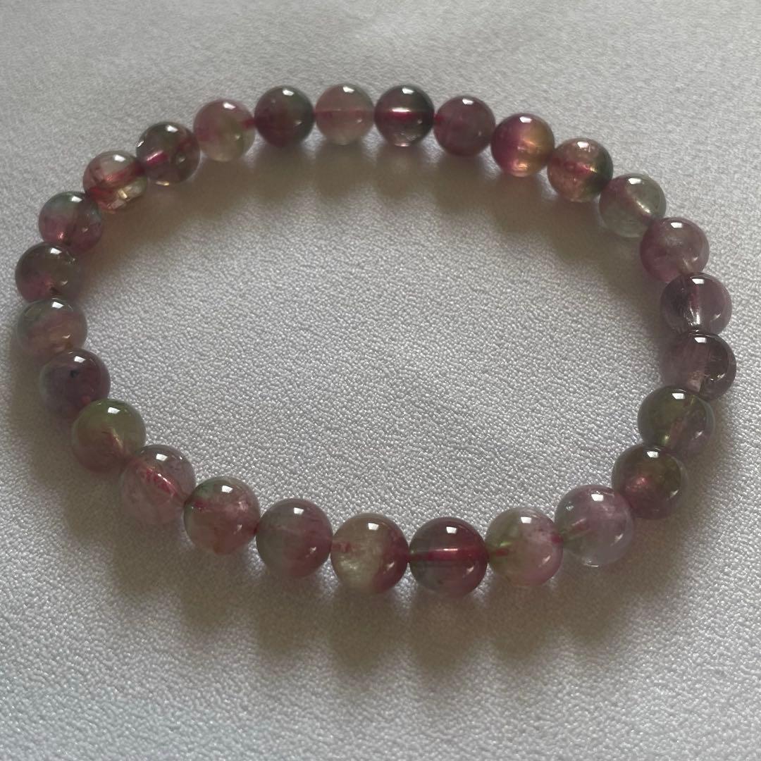 【高品質】ウォーターメロントルマリン ブレスレット 約6.5㎜ 約15.5㎝