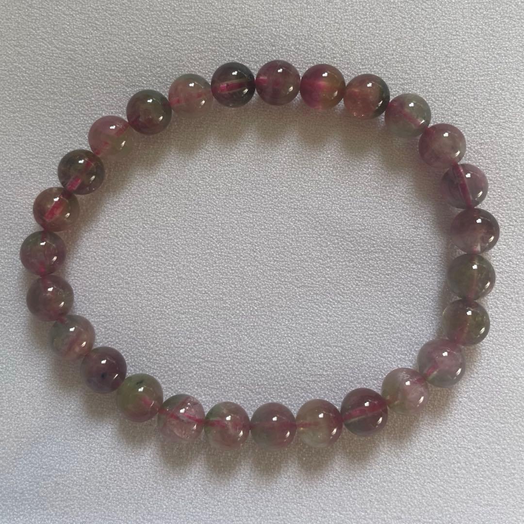 【高品質】ウォーターメロントルマリン ブレスレット 約6.5㎜ 約15.5㎝