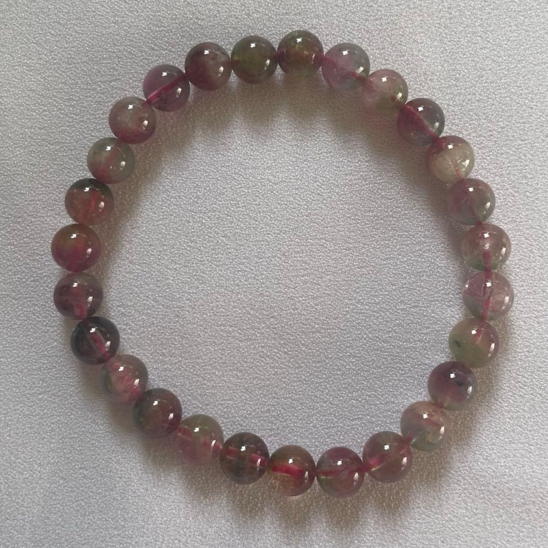 【高品質】ウォーターメロントルマリン ブレスレット 約6.5㎜ 約15.5㎝