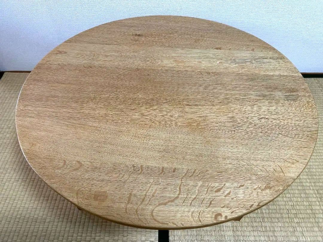 ちゃぶ台　ローテーブル　無垢　ナラ材　木製円形座卓