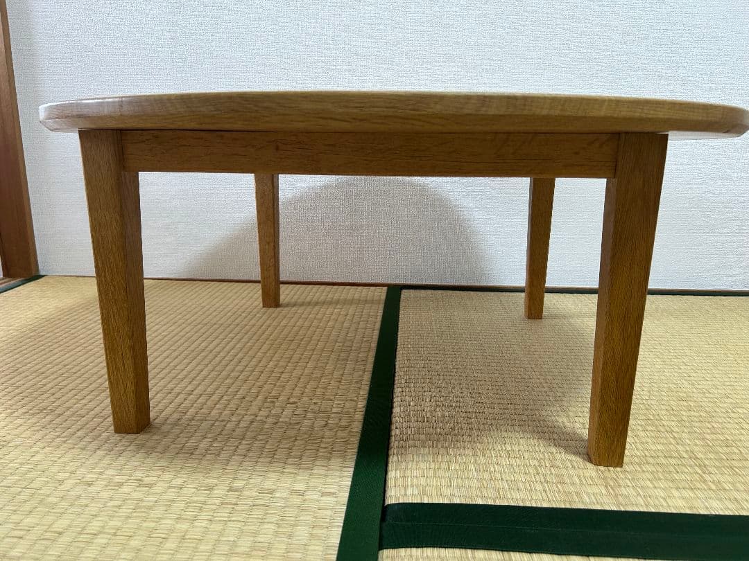ちゃぶ台　ローテーブル　無垢　ナラ材　木製円形座卓