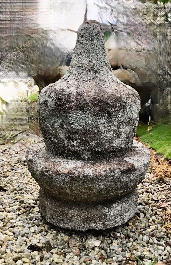 【昔の石灯篭宝珠・天然石・オブジェ・関守石・オーナメント】庭石・置物・石材