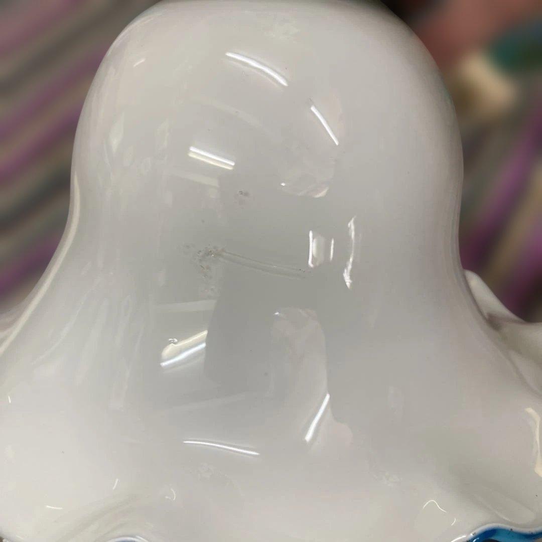 ヴィンテージミルクガラス製フリルシェードペンダントライト　イタリア