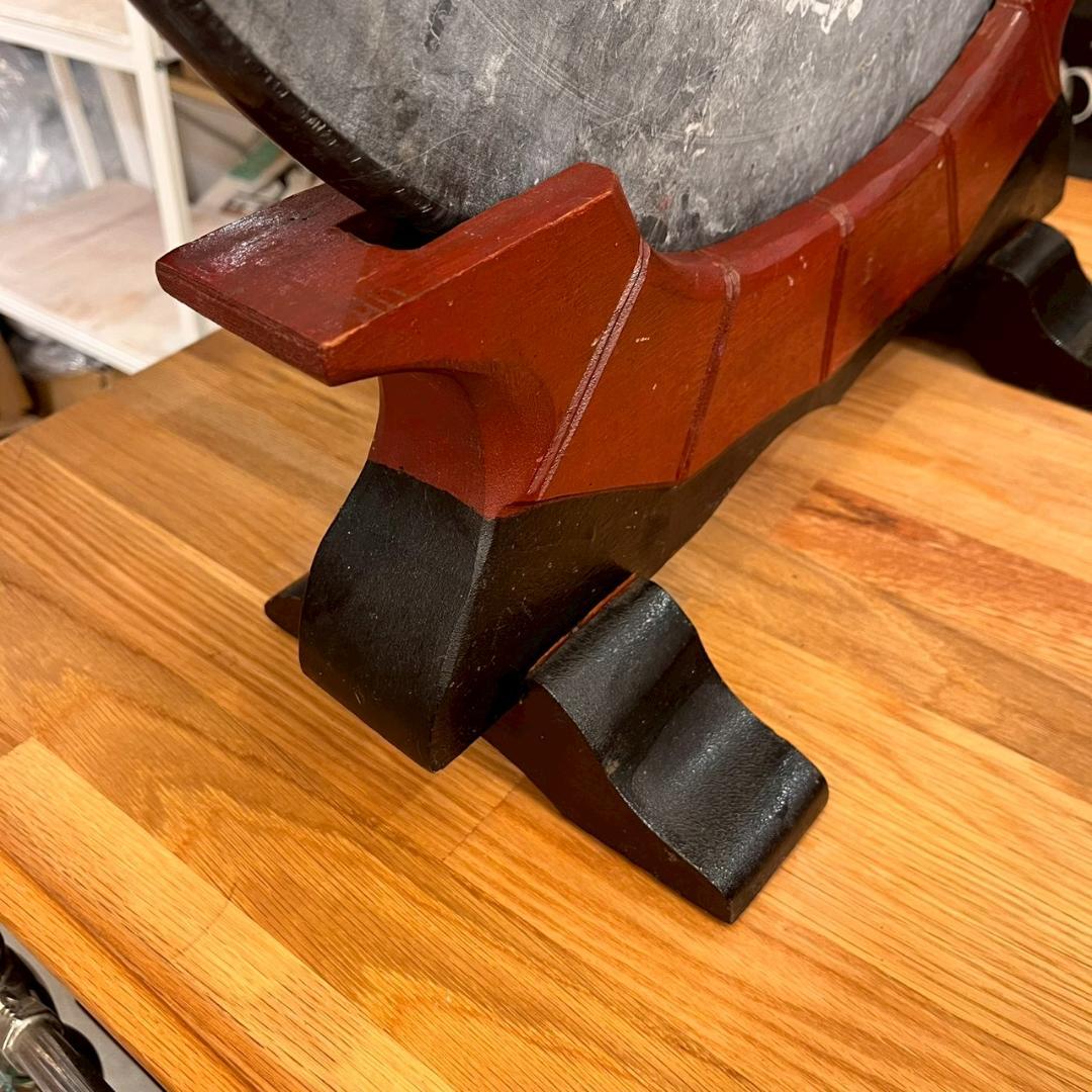 大理石 安天下 丸型 石版 彫刻 虎 竹林 大理石 骨董 中国美術 ヴィンテージ