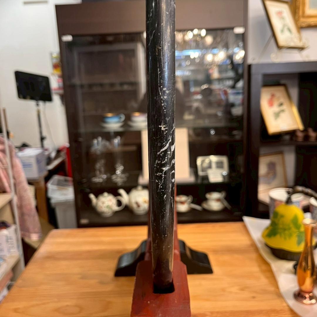 大理石 安天下 丸型 石版 彫刻 虎 竹林 大理石 骨董 中国美術 ヴィンテージ