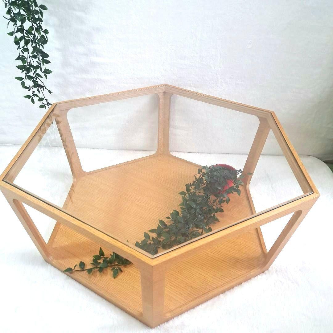 桜屋工業　CHERRY センターテーブル 六角形ガラス