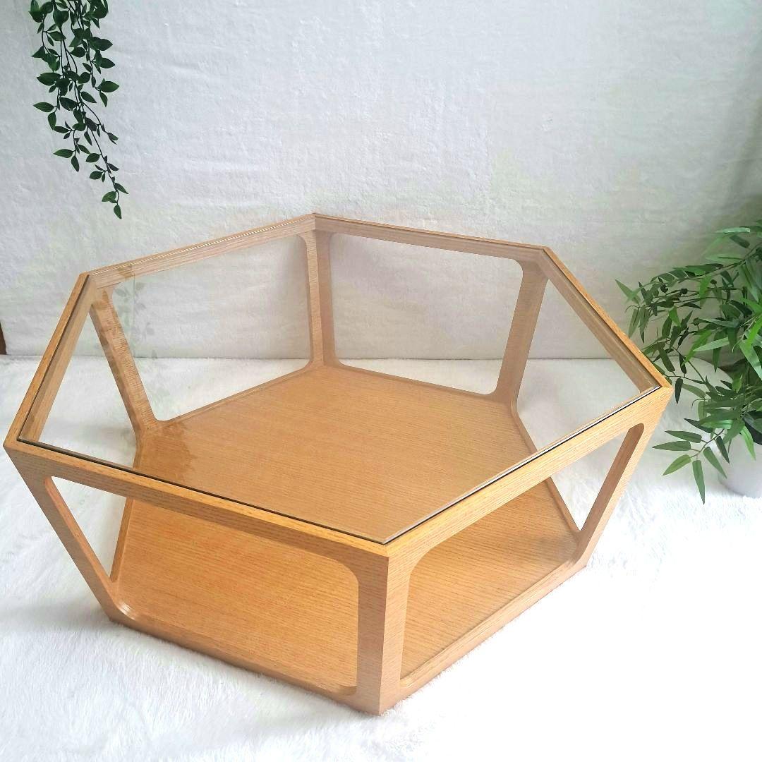 桜屋工業　CHERRY センターテーブル 六角形ガラス